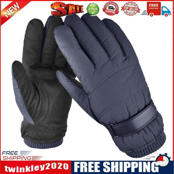 1 Pair Fleece Outdoor Cycling Gloves Touch Screen Waterproof Gloves (Blue)