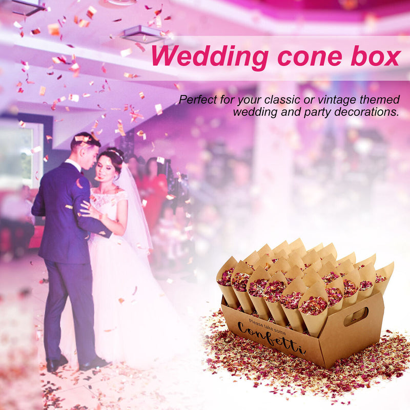Confetti Cone Holder Box - Stand Tray Box Total of 30 Holes for 30 Confetti