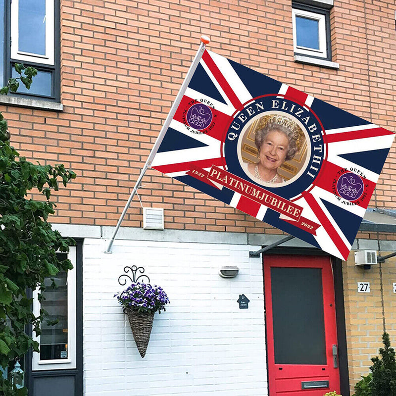 Elizabeth II Banner with Brass Grommets Street Patriotism Souvenir Printed Decor
