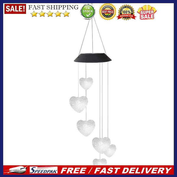 6LED Solar Powered Love Heart Lamp Colorful Wind Chime Light for Garden Light