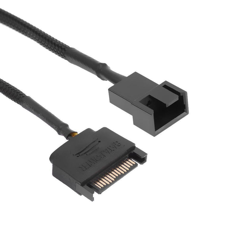 2pcs Sleeved SATA 15Pin to Small 4Pin Fan Power Adapter Extension Cable