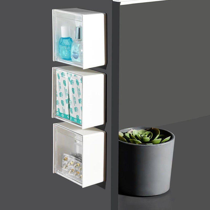 Wall Mounted Storage Box Transparent Adhesive Sundry Organizer Holder Racks