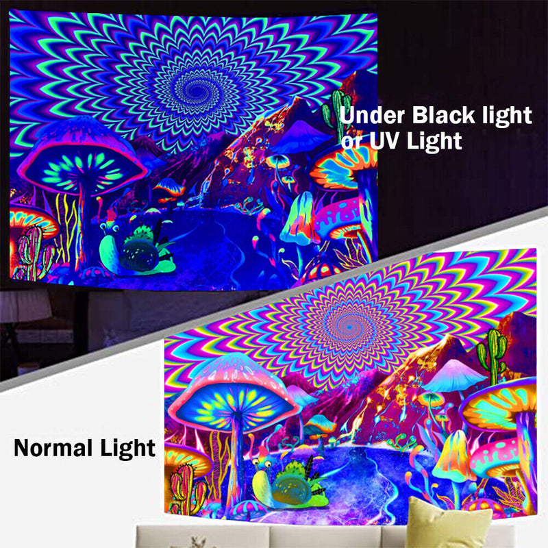 Fluorescent Tapestry Colorful Mushroom Wall Hanging Bedroom Living Room Dec