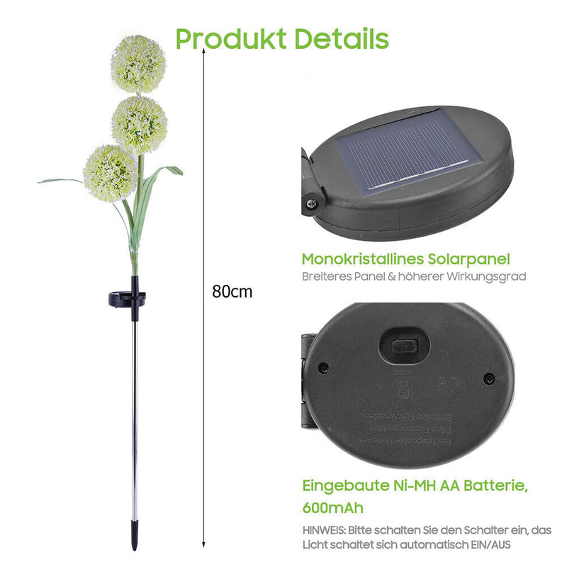 2Pcs LED Garden Solar Light Dandelion Flower Waterproof Outdoor Yard Stake Light