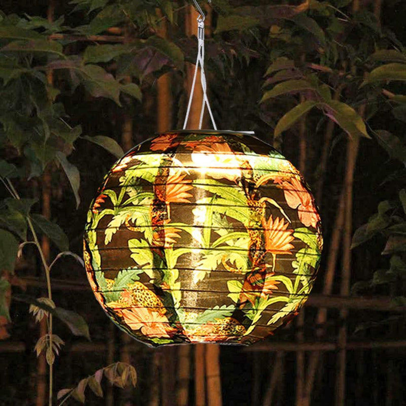 8 inch LED Solar Lantern Waterproof Pendant Decor (Tropical Rain Forest A)
