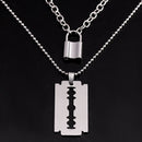 Party Jewelry Women Men Collar Chain Necklace Key Lock Pendant Punk Choker