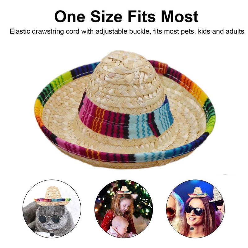 Costume Dog Supplies Sombrero Pet Straw Hat Pet Ornaments Mexican Straw Cap&