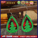 Women Retro Christmas Hollow Drop Earrings Fashion Plaid Contrast Color Dan