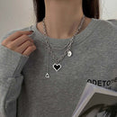 Heart Heart Choker Clavicle Chain Double Layer Necklace Mosaic Love Pandent