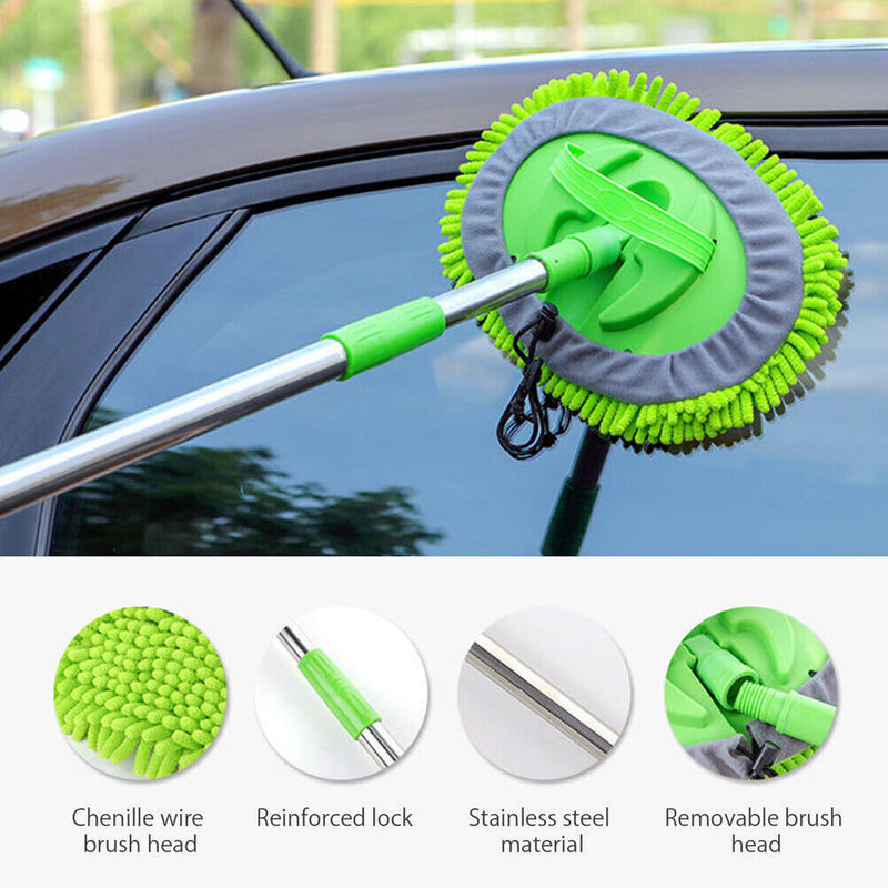 Adjustable Telescopic Car Wash Brush Kit Mop Long Handle Vehicle Cleaning Tool