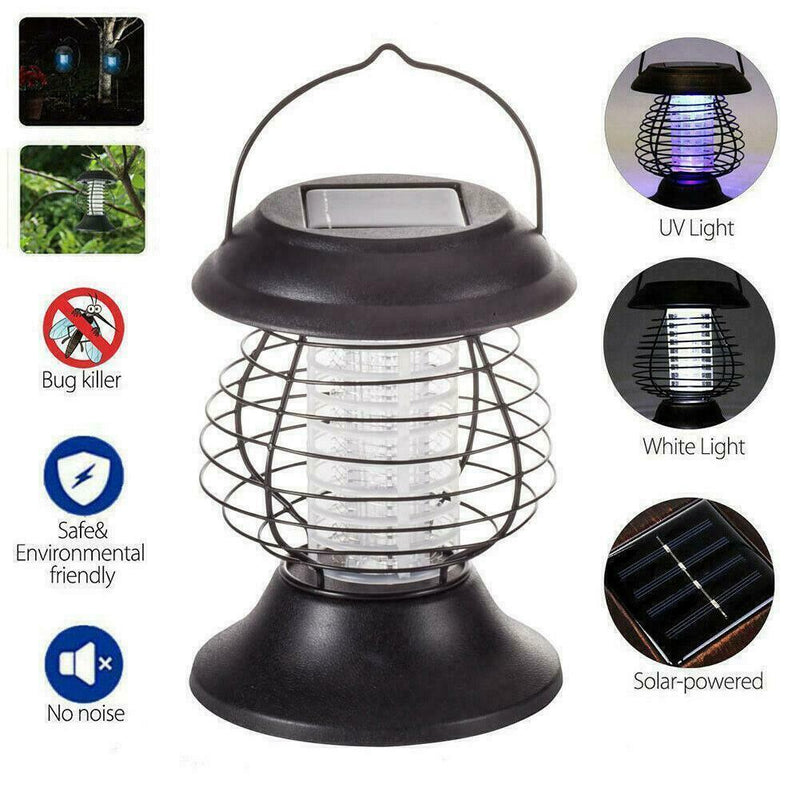 Solar Powered LED Mosquito Fly Bug Insect Zapper Killer Lamp Light Outdoor D3B1