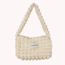 Fashion Bubble Flower Tote Bags Lady Solid Color Pleated Cloud Shopping Handbag