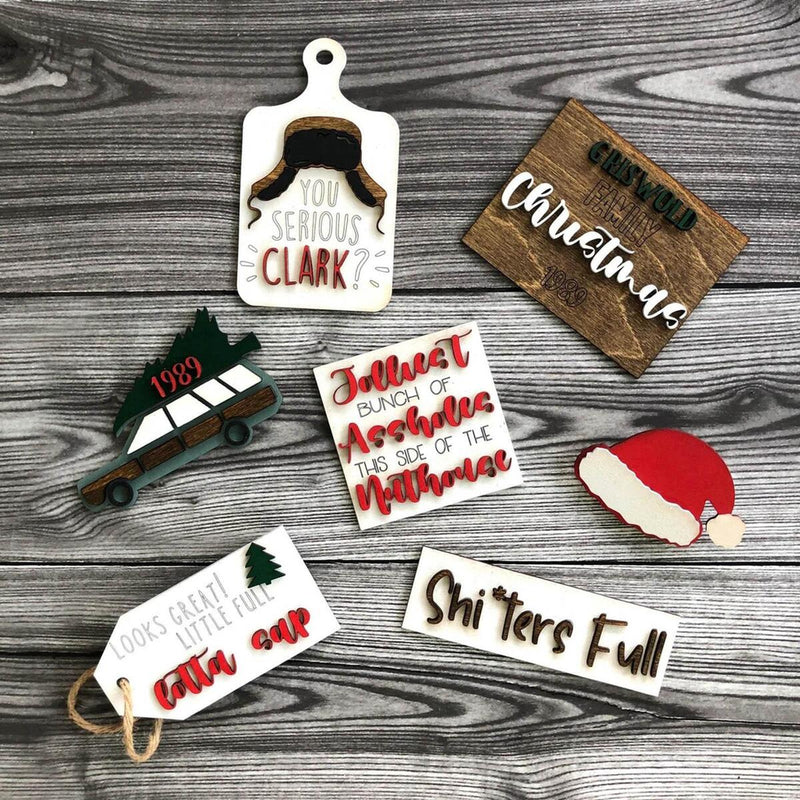 Christmas Sign Wood Table Decoration Farmhouse Tiered Tray Decor Ornament~