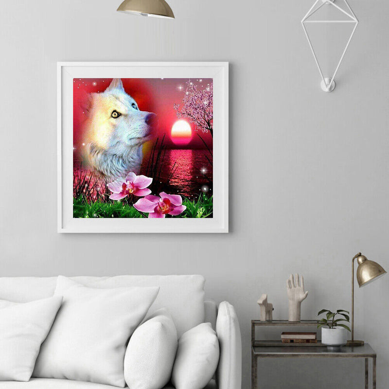 5D Crystal Diamond Painting DIY White Wolf Full Round Mosaic Kit Home Decor