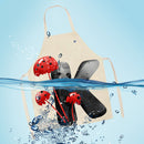 Mushroom K Printed Linen Apron Waterproof Kitchen Cooking Bibs (68X55CM)