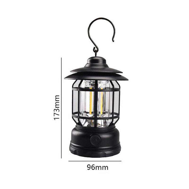 Outdoor Camping Light Retro USB Hanging Atmosphere Home Table Lamp (Black) Newly