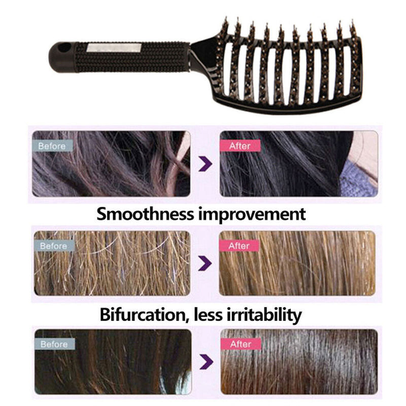 Multifunction Curved Shape Comb Hairdressing Massage Comb Brush (Black) Newly