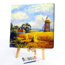 Field Windmill Frameless DIY Oil Paint by Numbers Hand Painted Art Craft