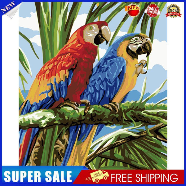 DIY Digital Oil Painting By Numbers Kits Two Parrots Animals Wall Picture
