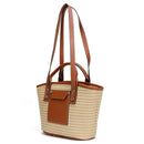 Straw Tote Handbag Woven Handmade Beach Basket Leather Women Vacation Purses