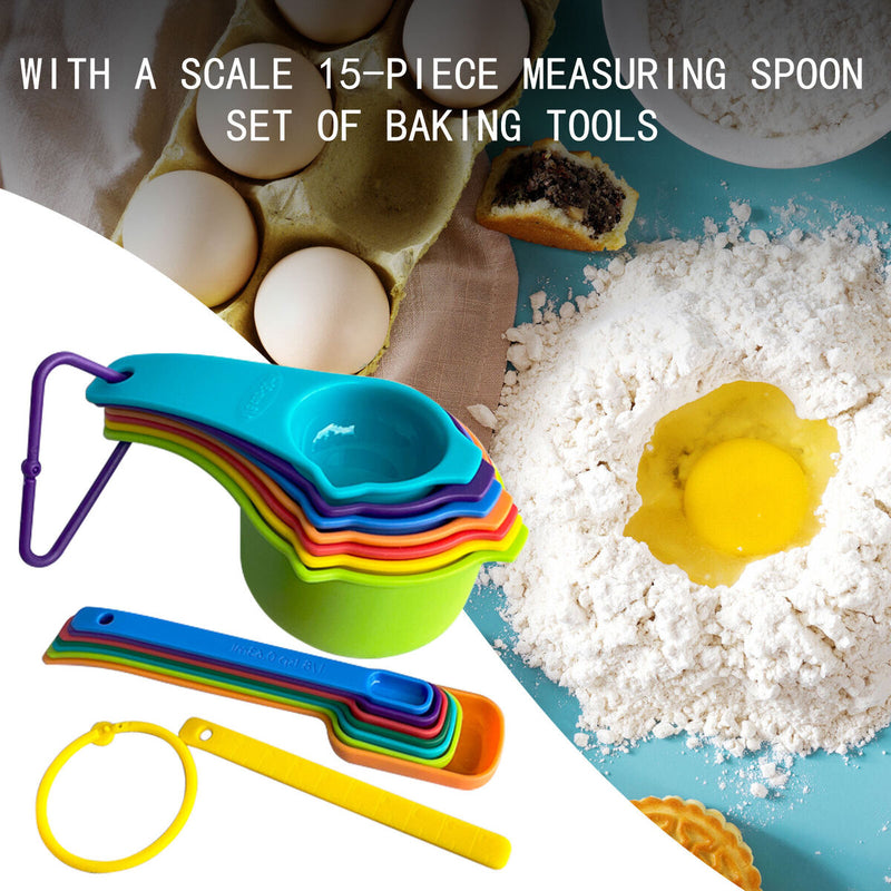 Plastic Measuring Cups and Spoons Set Baking Utensils Cooking Measuring Tools