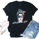 Independence Day America Girl Tea T-Shirt (Black XL)