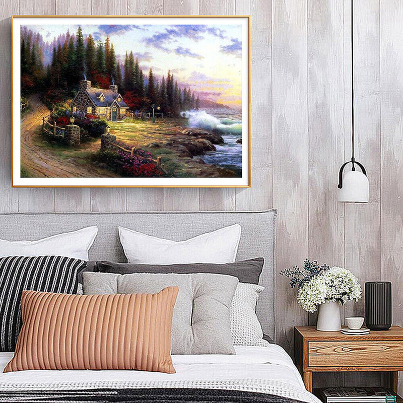 Beach House Oil Painting By Numbers Canvas Wall Drawing Kits DIY Gift Home Decor