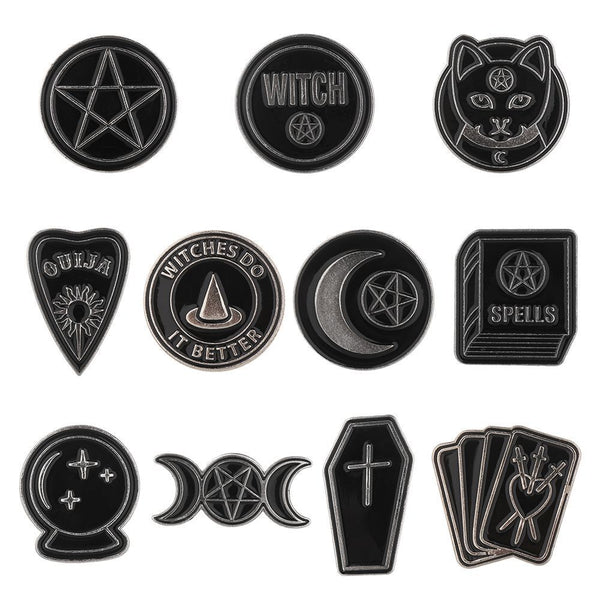 Witches Cartoon Dripping Oil Spells Brooch Clothes Lapel Pin Badge Enamel Pins
