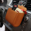 Car Storage Bag Air Vent Dashboard PU Organizer Box Phone Holder (Brown)