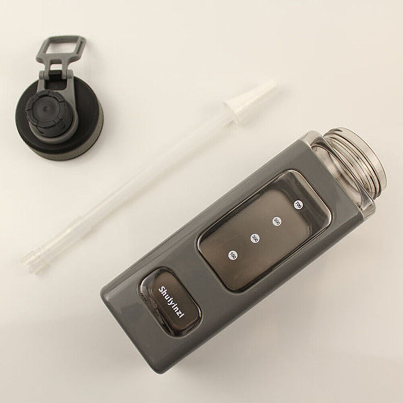 700ml Water Bottle for Sports Straw Cup Leakproof Drinking Bottles (Grey)