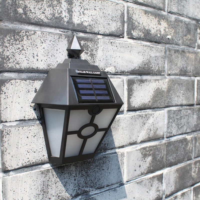 Retro Hex Solar LED Lawn Lamp Waterproof Dynamic Flames Courtyard Garden Light