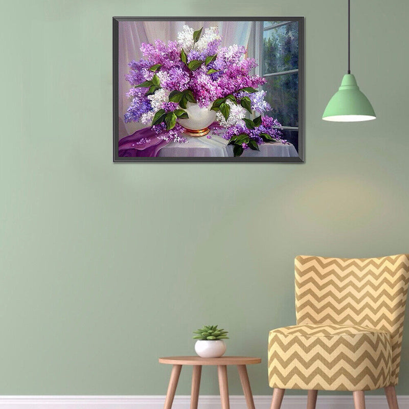 5D Diamond Painting Window Sill Flowers Full Round Rhinestone DIY Home Decor