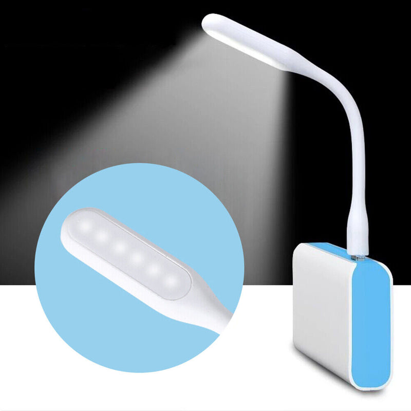LED USB Night Light Desk Book Light Portable Lamp Bendable Lighting (White)