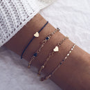 Girl Jewelry Foot Bracelet Beads Multilayer  Black Rope Chain Heart Anklets