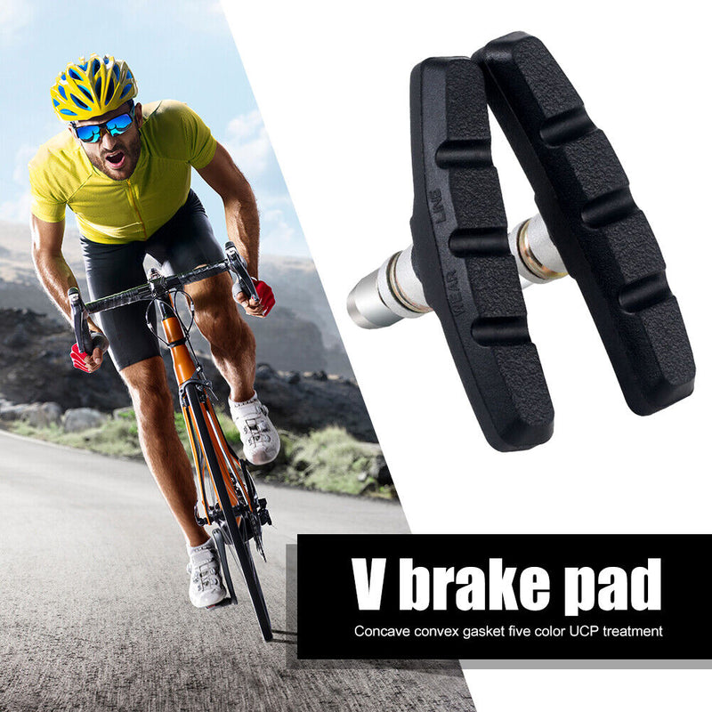 Bicycle V Brake Pads MTB Road Bike V-Brake Block with Hex Nuts + Spacers 1 Pa