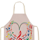 Kitchen Linen Apron Colorful Musical Note Painted Party Supply Cleaning Pinafore