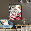 5D Full Drill Diamond Painting DIY Christmas Cat Rhinestone Picture Decor Poster