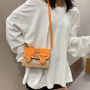 Women Leather Crossbody Bag Female Graffiti Belt Buckle Shoulder Sling Handbags