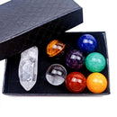 Round Crystal Ball Chakras Healing Stone Ornaments Collection Pendant Set Newly