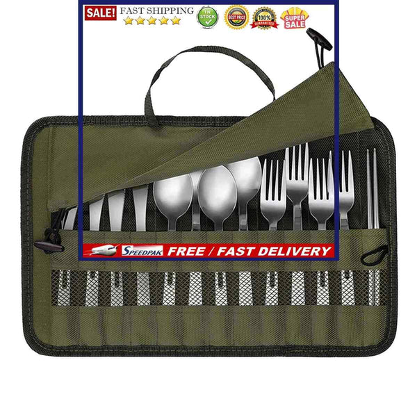 Picnic Cutlery Set Camping Cutlery Organizer Includes Forks Spoons Chopstic
