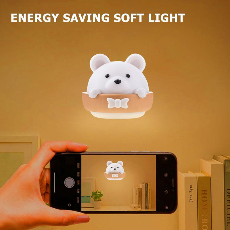 Bear Shape Hallway Wall Lamp Bedside Night Light with Remote Control (A)