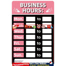 Business Hours Sign Hours of Operation Signs for Window / Door (Pink) Newly