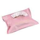 Embroidery Velvet Tissue Box Napkin Holder Car Paper Towel Container (Pink)