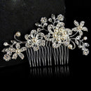 Bridal Wedding Flower Pearls Hair Comb Clip Diamante Rhinestone Women's I4 E6B4