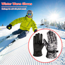 Winter Men Warm Skiing Fleece Gloves with Buckle Thickened (Camo Grey)