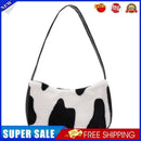 Women Plush Shoulder Underarm Bag Cow Print Fashion Winter Handbag Tote (2)