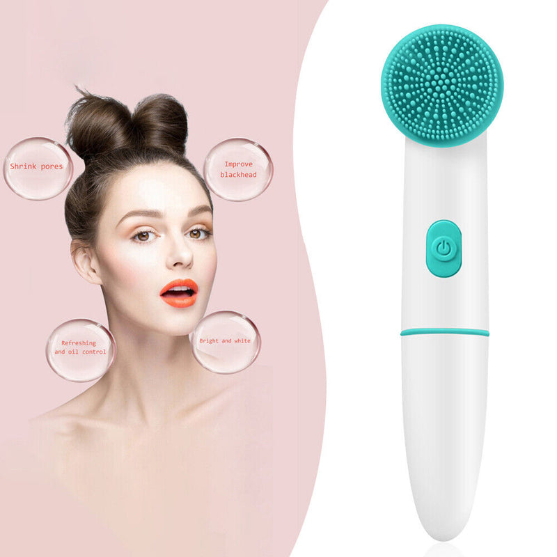 Waterproof 2 in 1 Silicone Electric Facial Cleanser Face Pore Cleansing Brush