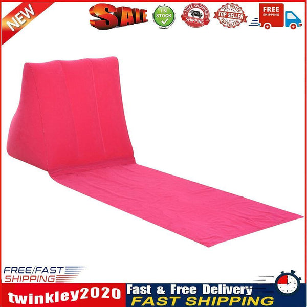 Inflatable Beach Mat Camp Lounger Back Pillow Triangle Cushion (Rose Red) Newly