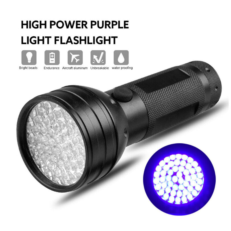 Ultraviolet Torch Waterproof 395-400nm Handheld LED UV Flashlight w/ Wrist