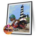 5D DIY Full Round Drill Diamond Painting Kit Lighthouse Wall Art Craft Gifts